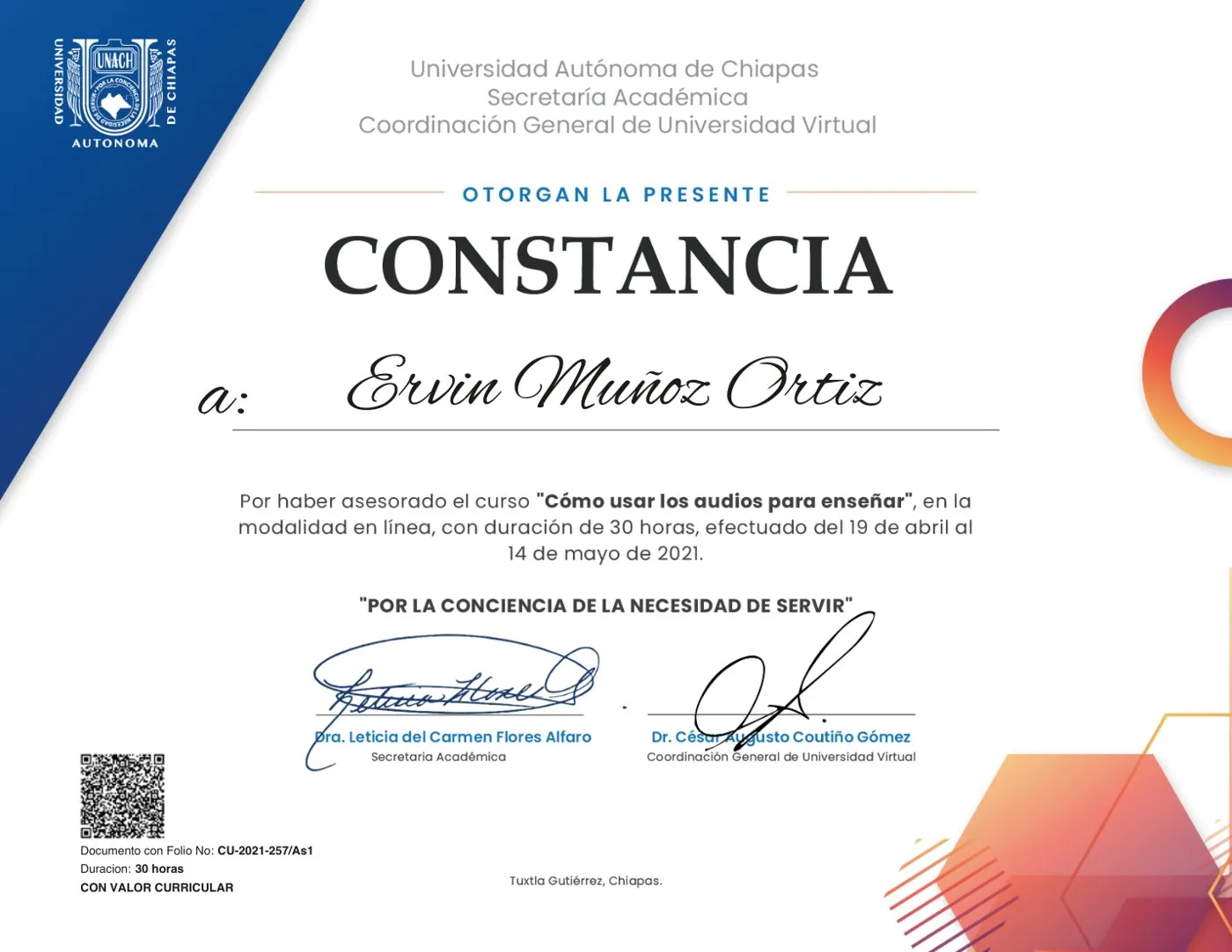 Documento: Cómo usar los audios para enseñar, UNACH · Coordinación General de Universidad Virtual