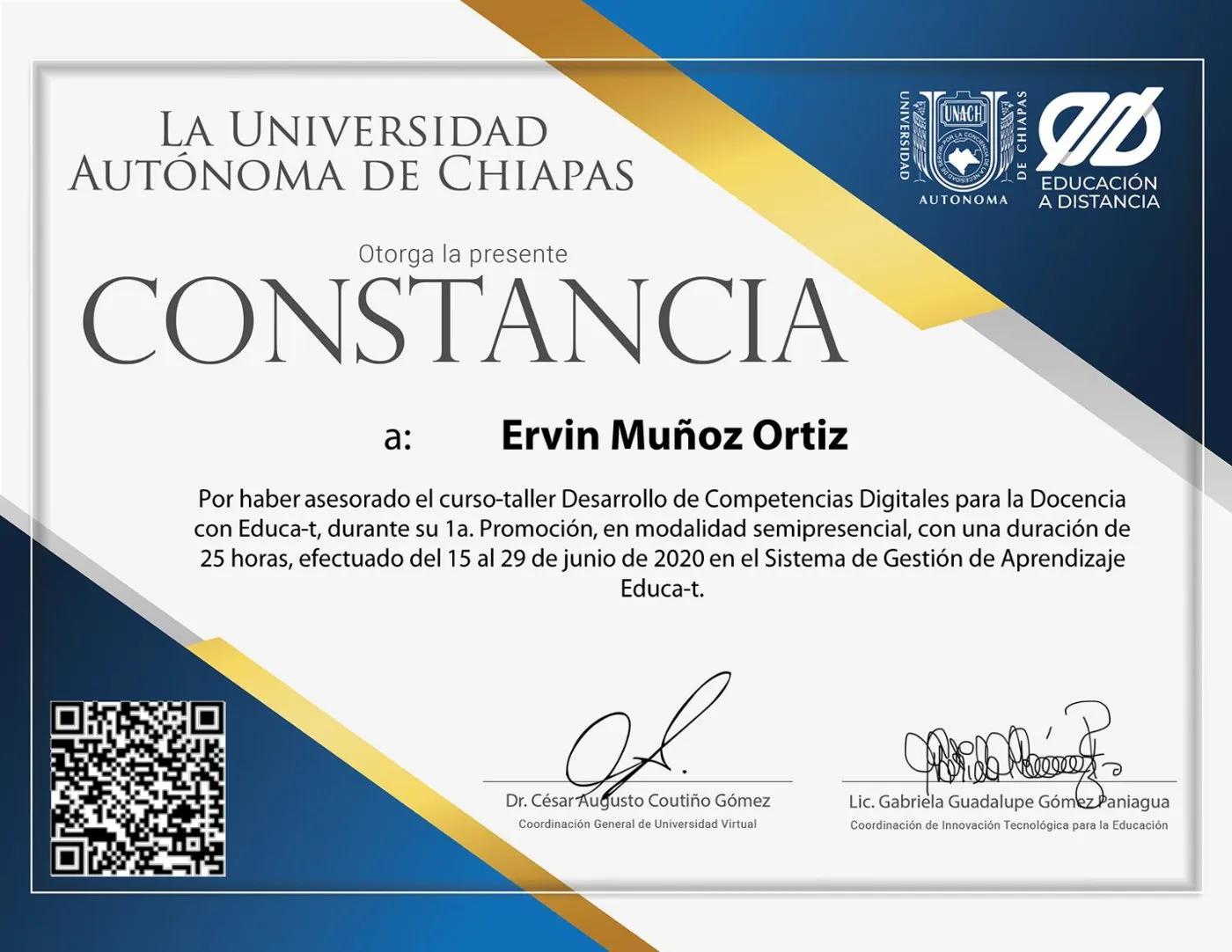 Documento: Competencias Digitales para la Docencia con Educa-t, UNACH · Coordinación General de Universidad Virtual